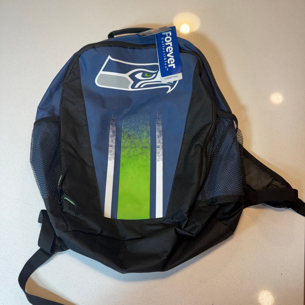 NFL Seattle Seahawks Backpack Forever Collectibles Prime Time Navy Blue NWT